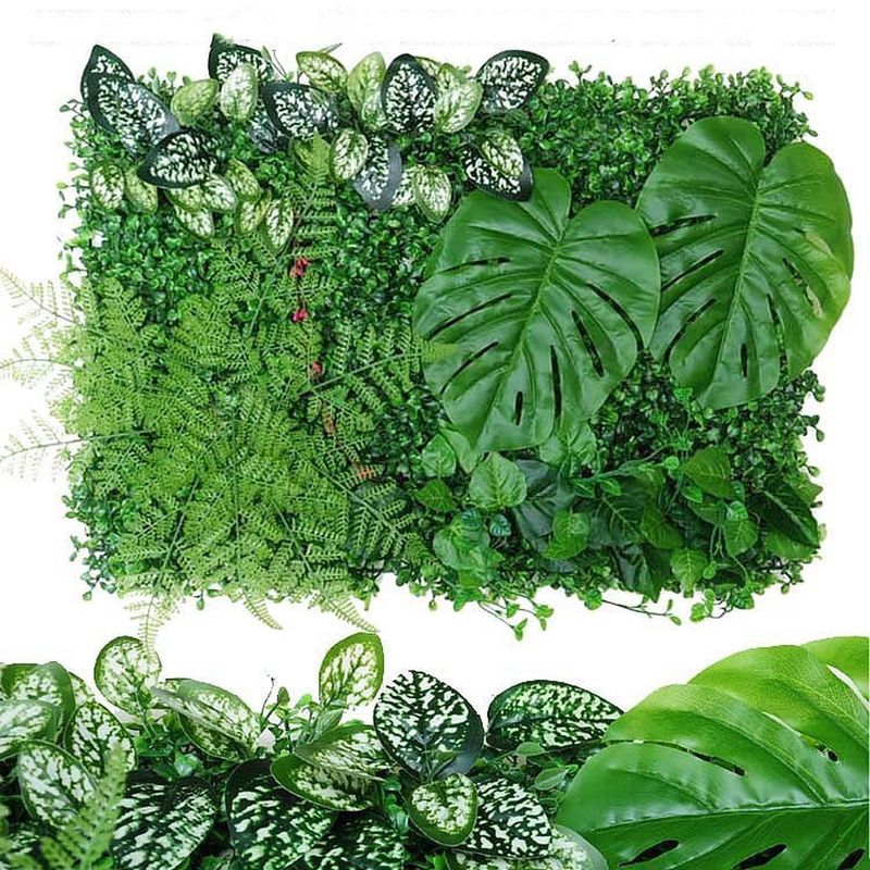 ARBUSTO REAL - Jardín Muro Vertical Artificial B palmeta Plantas 60x40 cm - Verde - Mediano