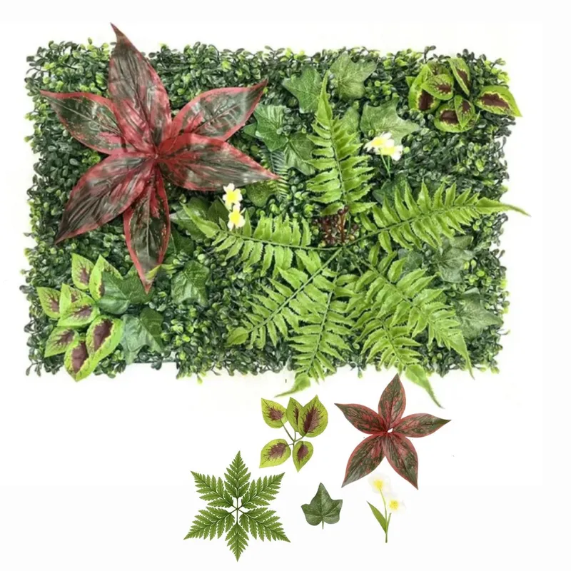 ARBUSTO REAL - Jardín Muro Vertical Artificial C palmeta Plantas 60x40 cm - Verde
