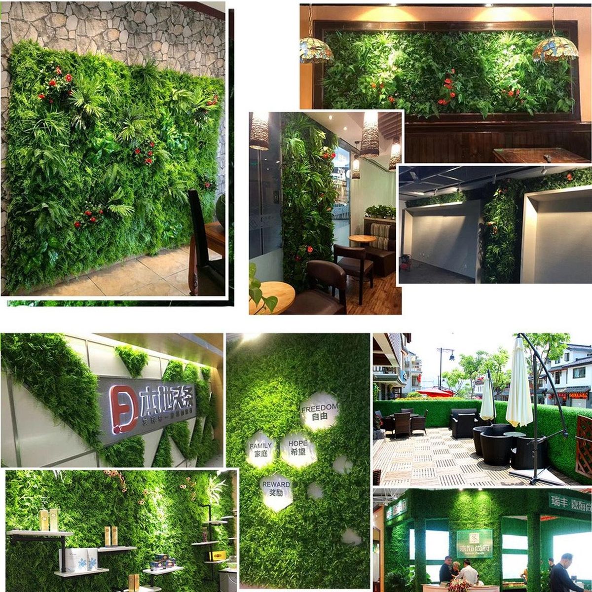 ARBUSTO REAL - Jardín Muro Vertical Artificial D palmeta Plantas 60x40 cm - Verde - Talla Única