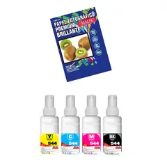 MALIK - Papel Glossy 210gm 50 hojas + 4 Tintas para Epsn L8160