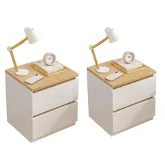 GENERICO - Pack 2 Velador Doble Cajón Estilo Nórdico 413032cm Blanco