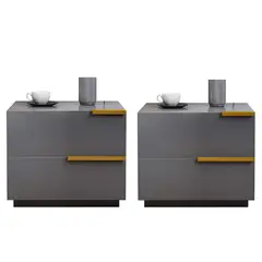 GENERICO - Pack 2 Velador De 2 Cajones 50*42*47cm Color Gris Oscuro