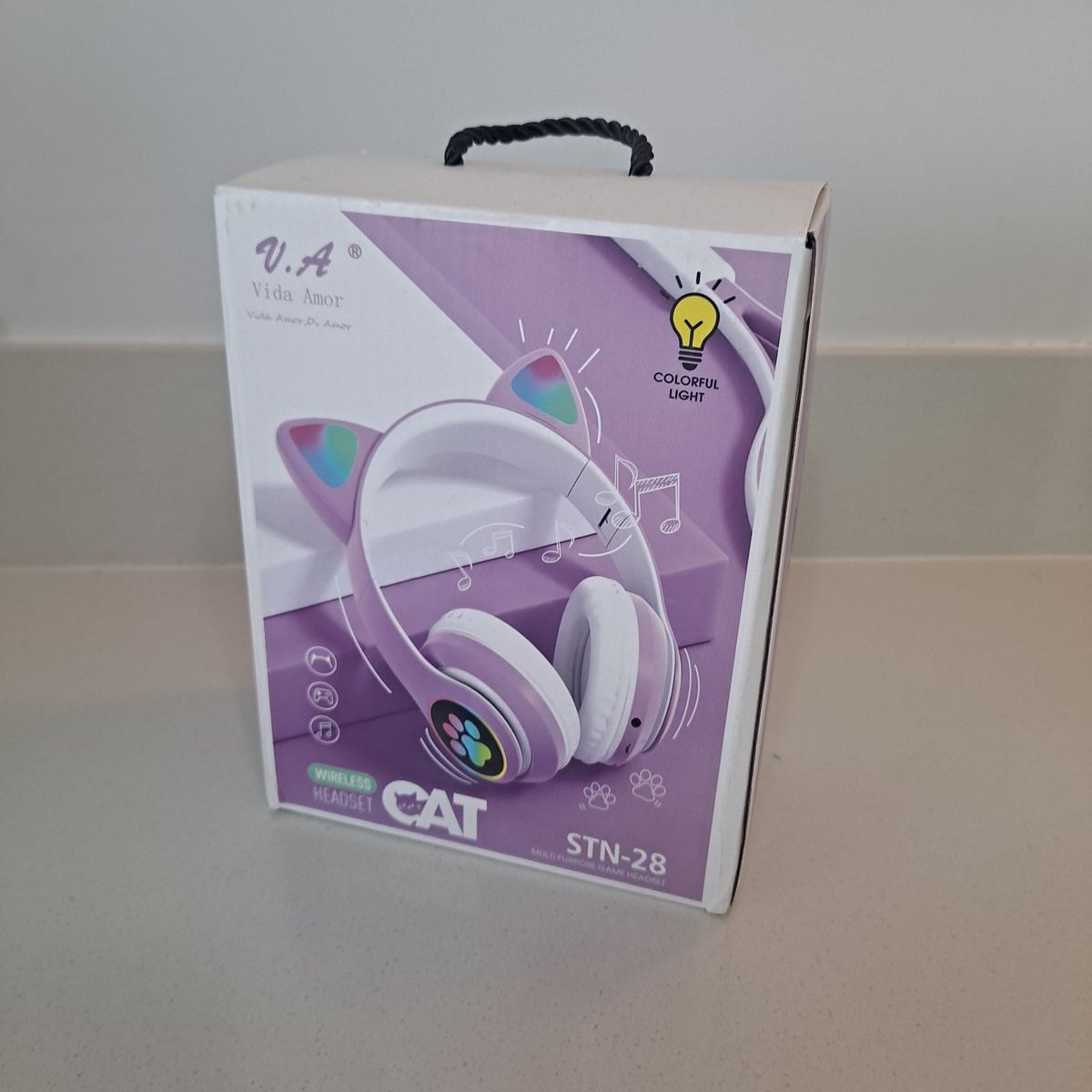 GENERICO - Auriculares gamer vida amor inalámbricos CAT Gaming STN-28 morado LED