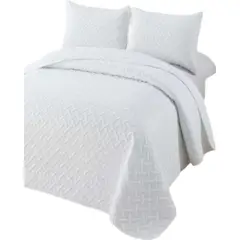 GENERICO - COBERTOR COLCHAS QUILT DE VERANO 2 PLAZAS BLANCO