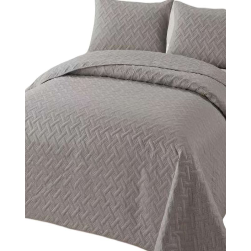 GENERICO - COBERTOR COLCHAS QUILT DE VERANO 2 PLAZAS GRIS