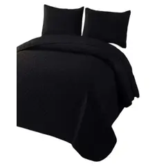 GENERICO - COBERTOR COLCHAS QUILT DE VERANO KING NEGRO