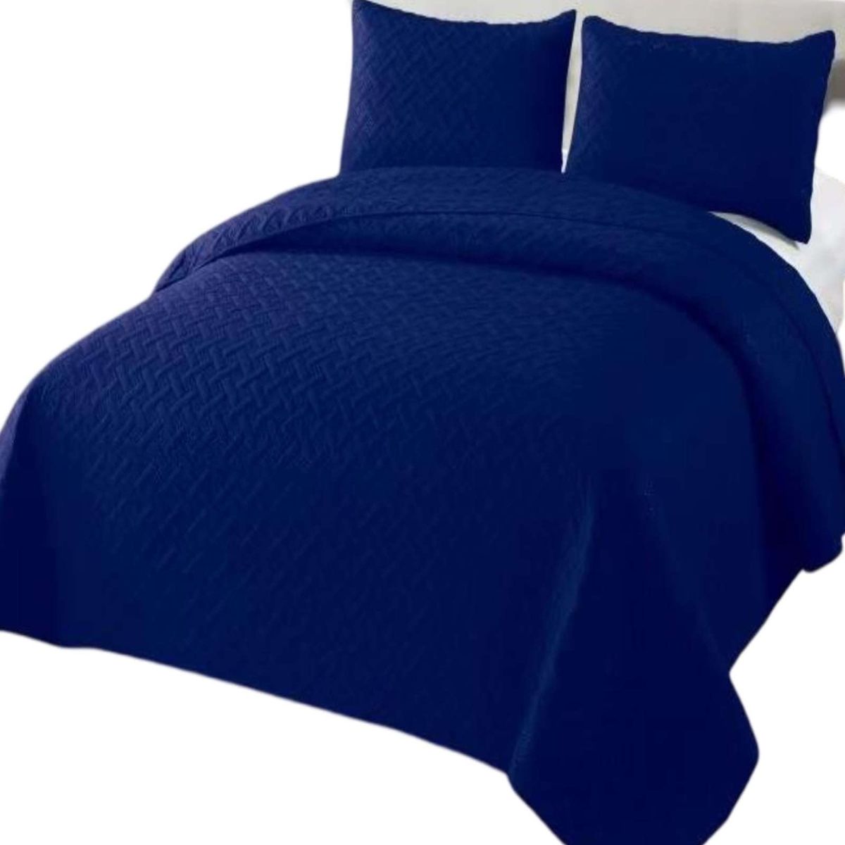 COBERTOR COLCHAS QUILT DE VERANO KING  AZUL MARINO, marca GENERICO - Foto 2