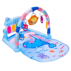 MUNDO ONLINE - Gimnasio Alfombra Bebe Piano 3 en 1 Fluffy Whale Celeste