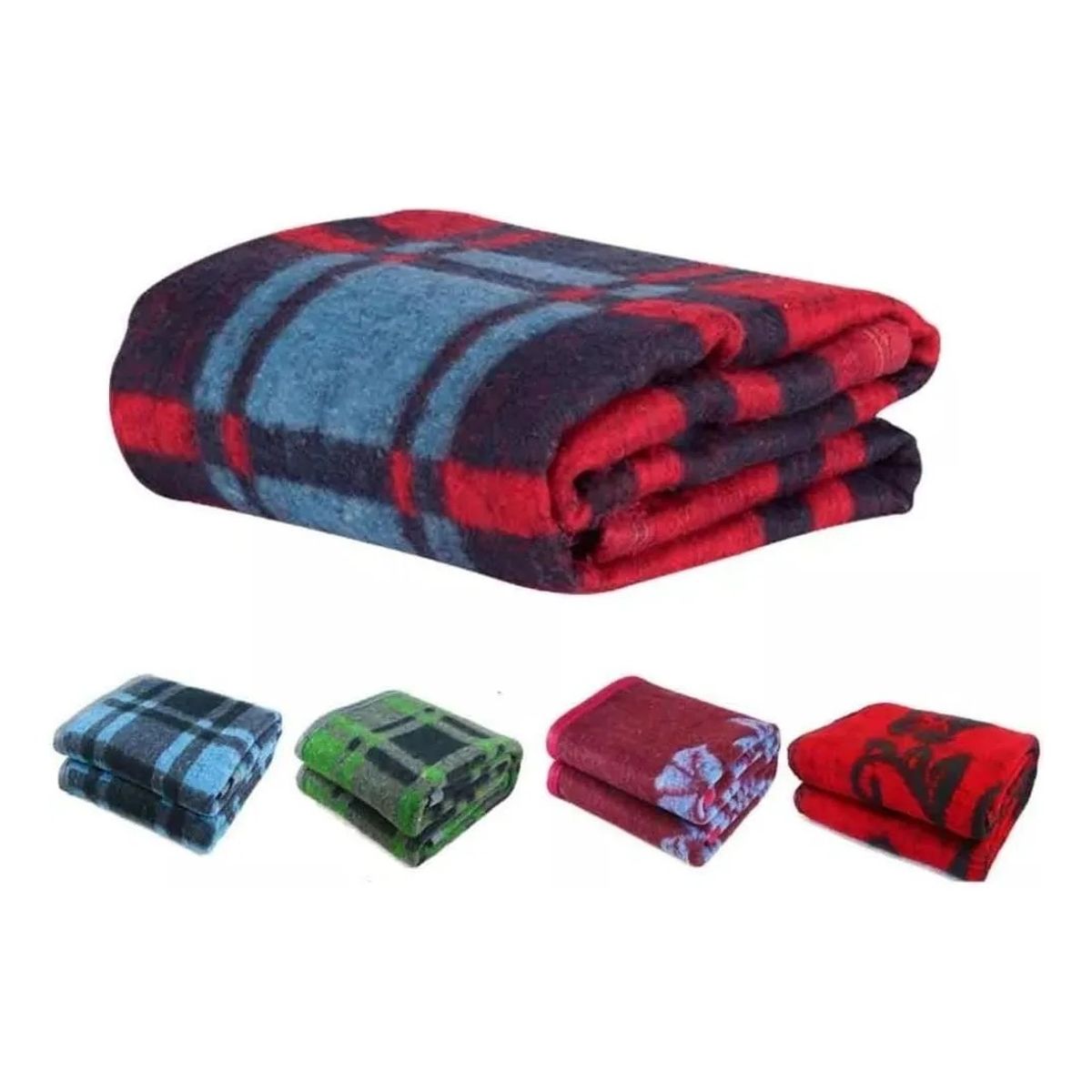 GENERICO - Frazadas de lana para cama tamaño 2 plazas cuadrille 180x200 cm