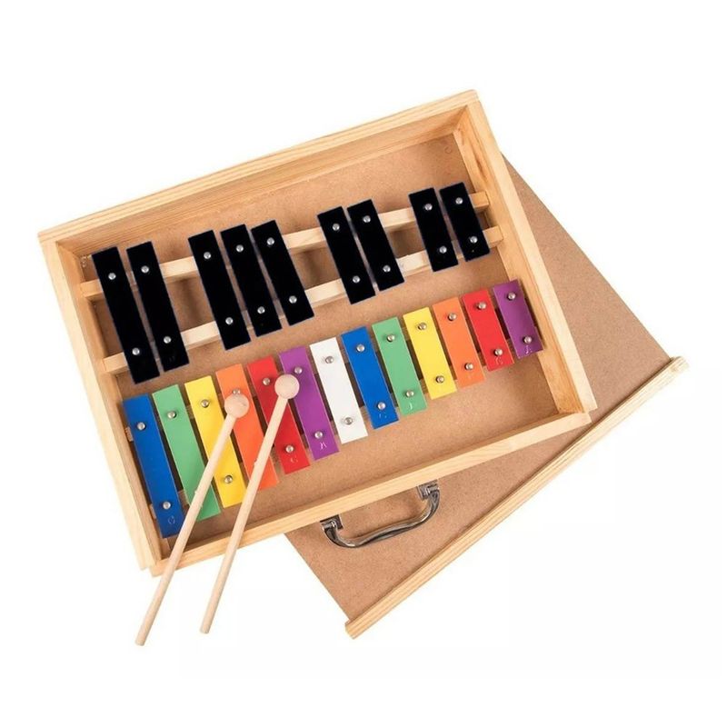 MUNDO MAGIA - Metalofono De 22 Notas De Colores Con Caja De Madera