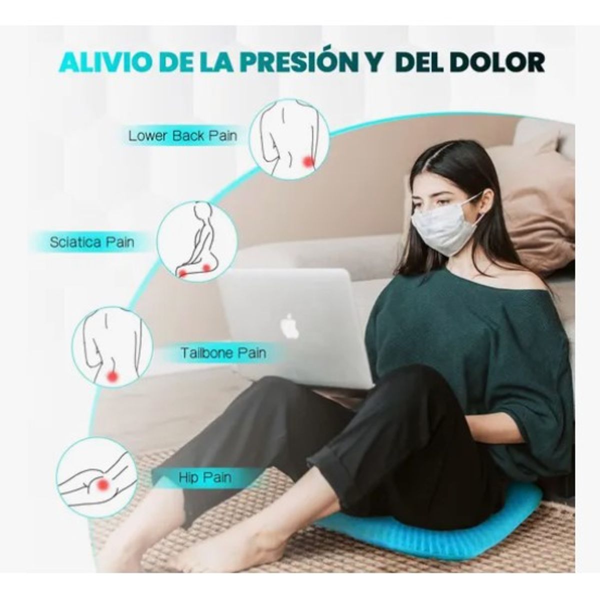 OFERTABKN - Cojin Gel Silicon Ergonomico Panal Comodo Asiento Auto Silla
