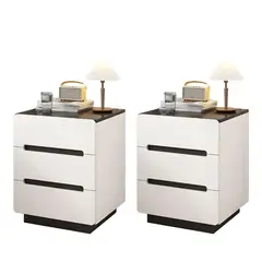 GENERICO - Pack 2 Velador 3 Cajones 40x41x59 Dormitorio Sala De Estar Blanco