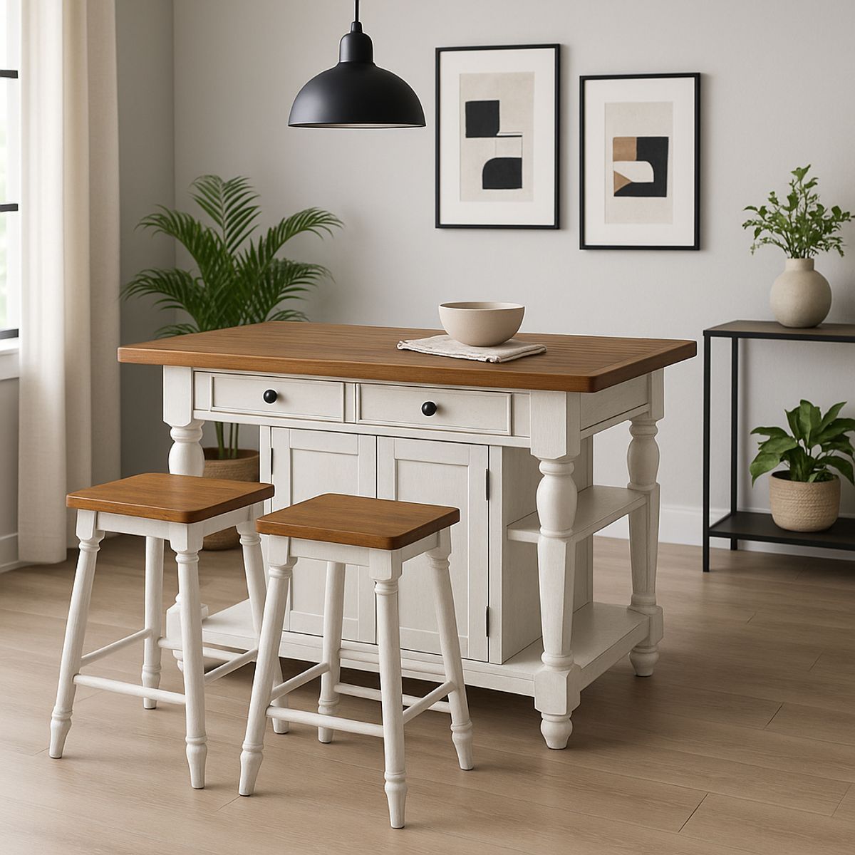 MSA MUEBLES SANTA ANA - Juego de Comedor Tipo Isla 2 Pisos Marsella