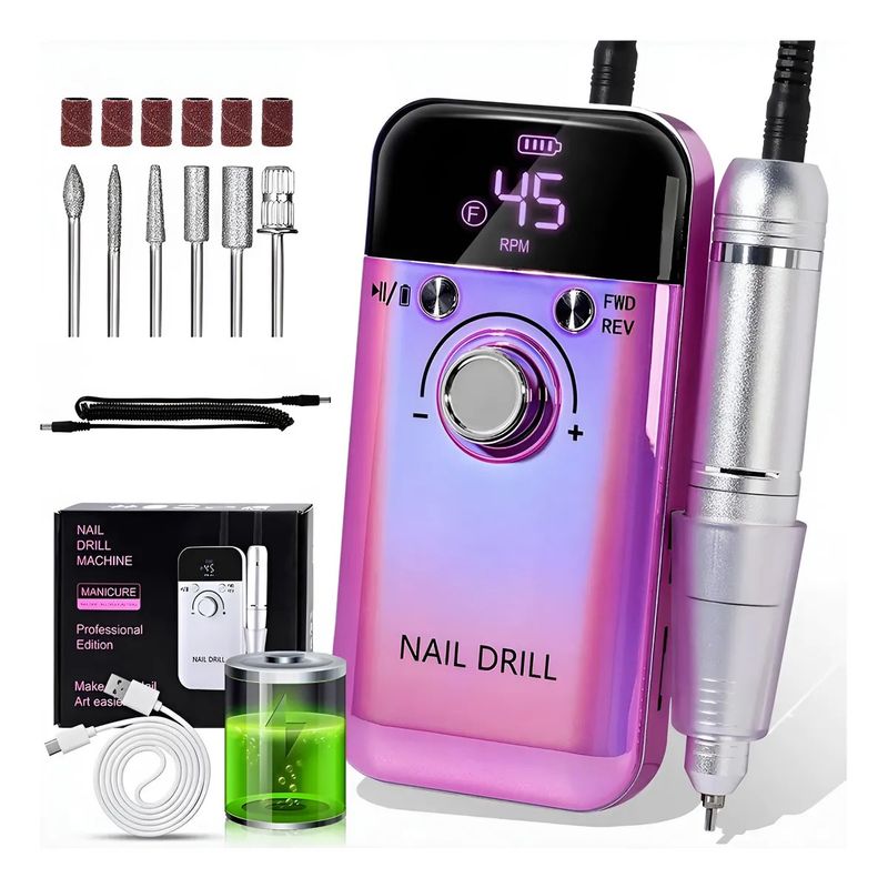 MUNDO MAGIA - Pulidor De Uñas Esmeril Profesional Drill Portátil 45000rpm