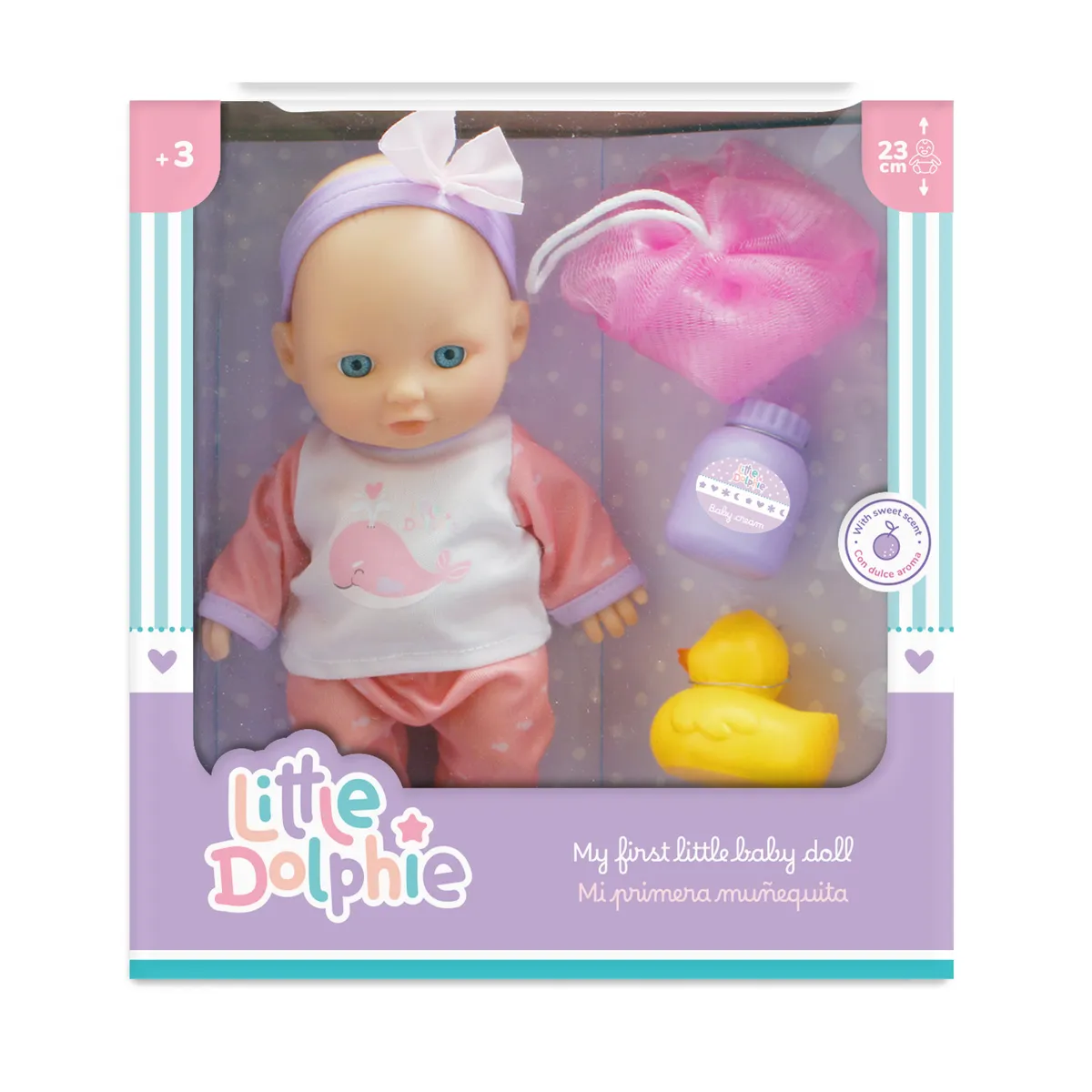 LITTLE DOLPHIE - Juguete Muñeca Bebé 23 cm con Accesorios para el baño
