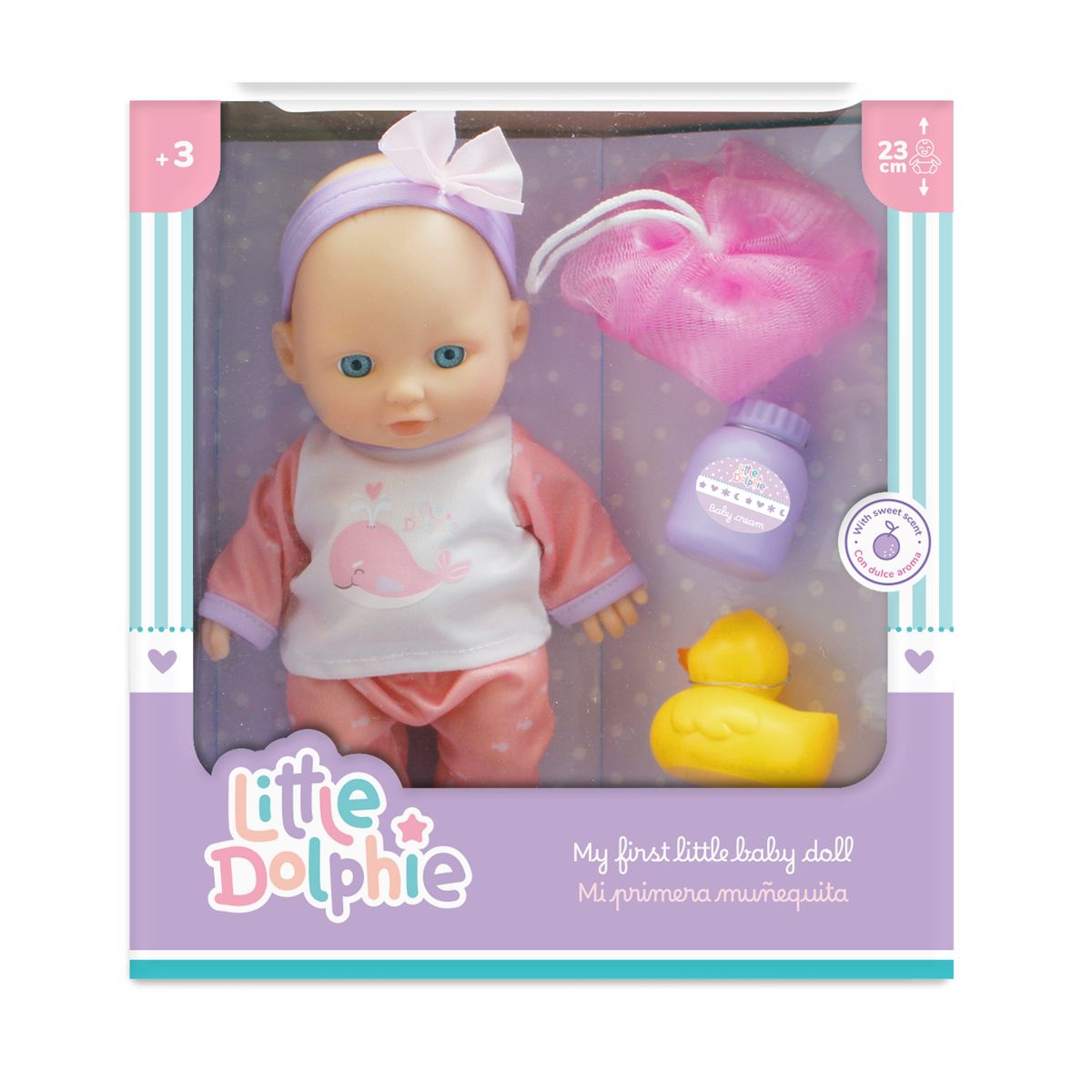 LITTLE DOLPHIE - Juguete Muñeca Bebé 23 cm con Accesorios para el baño