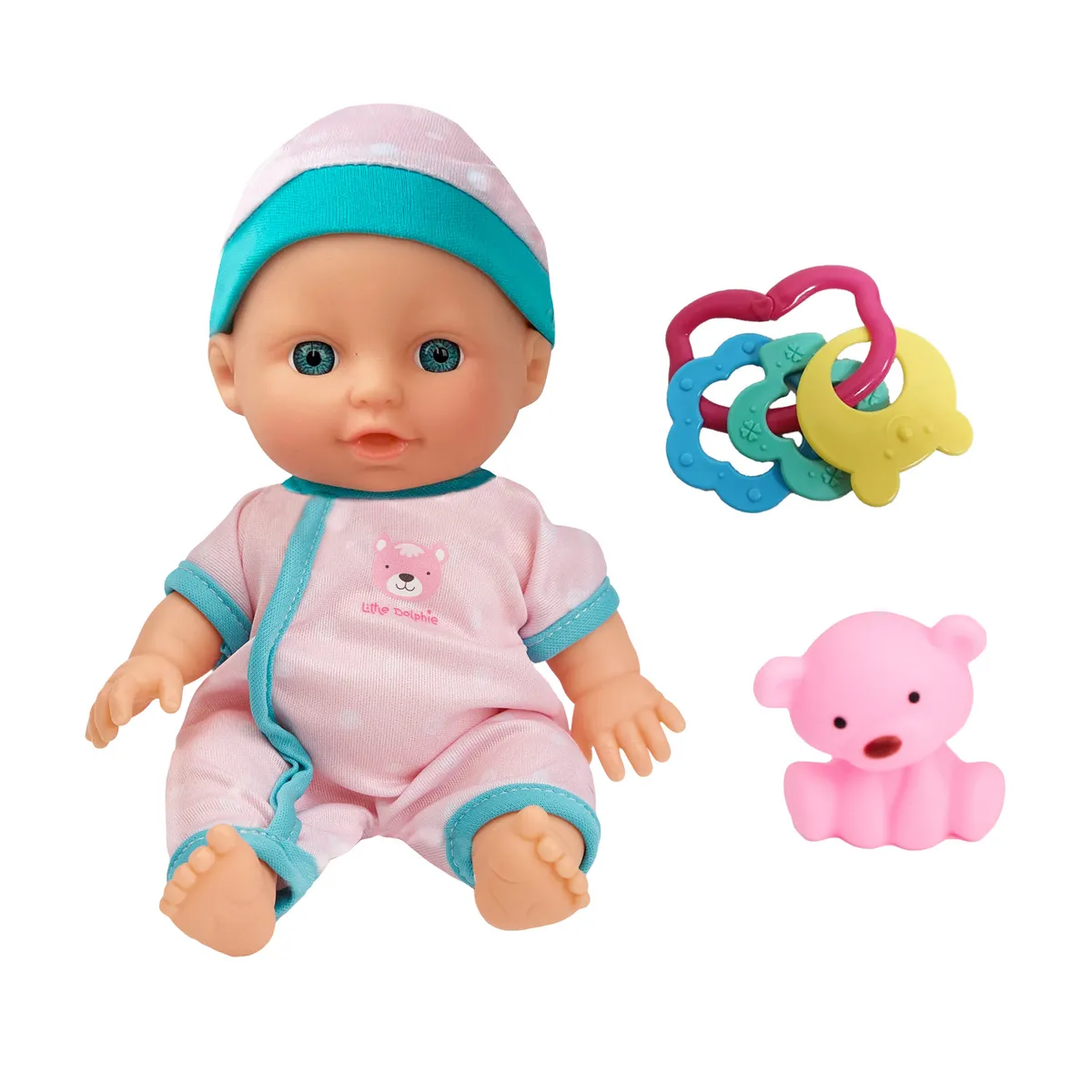 LITTLE DOLPHIE - Juguete Muñeca Bebé 23 cm con Sonajero