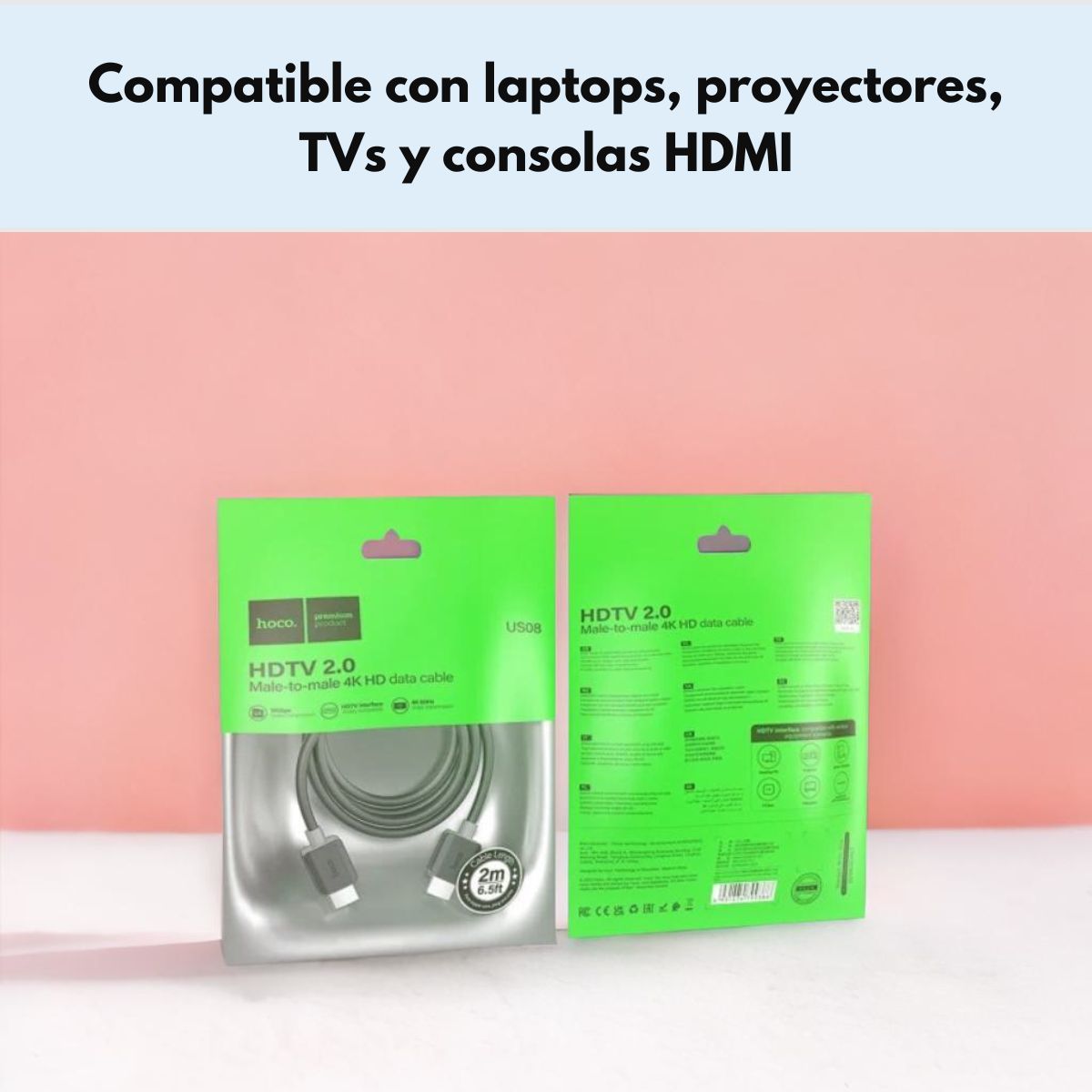 HOCO - Cable Hoco HDMI US08 4K HD 2M Negro