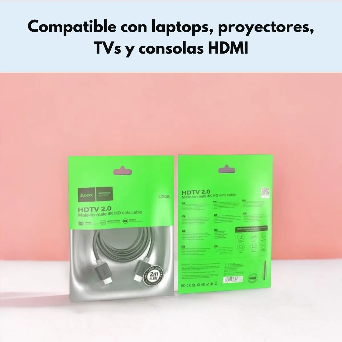 HOCO - Cable Hoco HDMI US08 4K HD 2M Negro