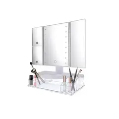 GENERICO - Espejo Maquillaje Tocador Aumento 2x 3x Luz Compartimientos