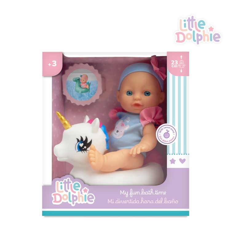 Juguete Muneca Bebe 23 cm con Unicornio Inflable