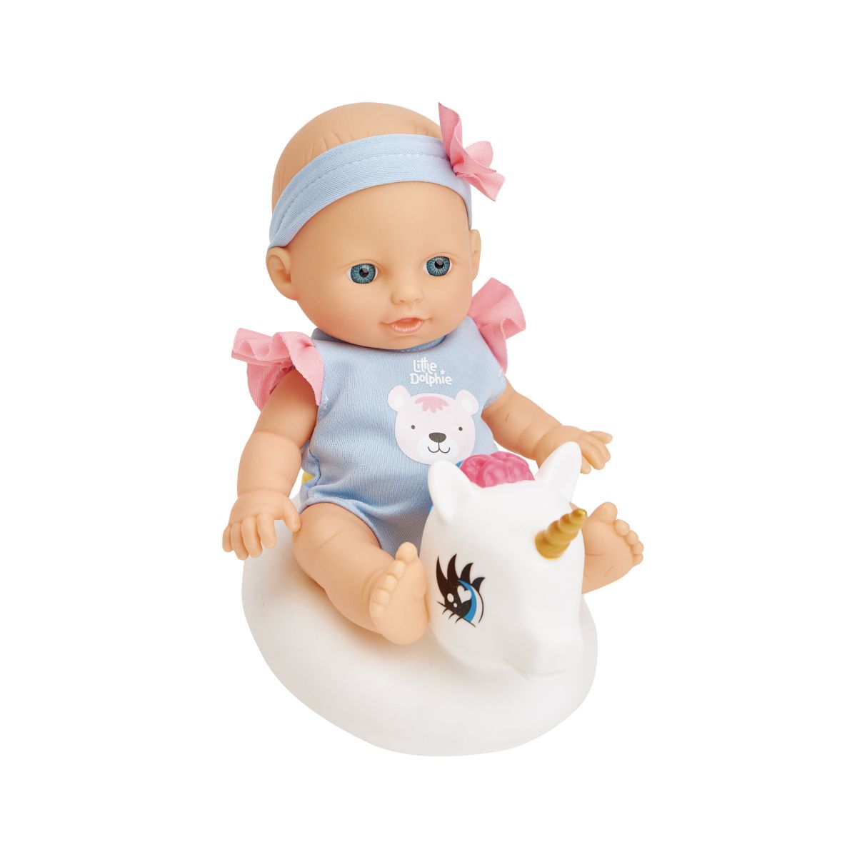 LITTLE DOLPHIE - Juguete Muñeca Bebé 23 cm con Unicornio Inflable