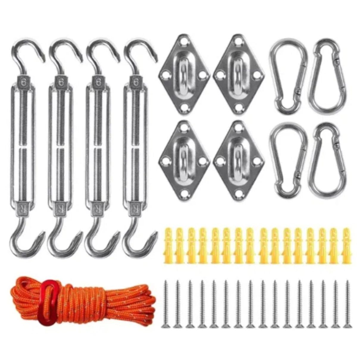 MUNDO MAGIA - Kit De Anclaje De Herrajes Para Toldos Color Plateado