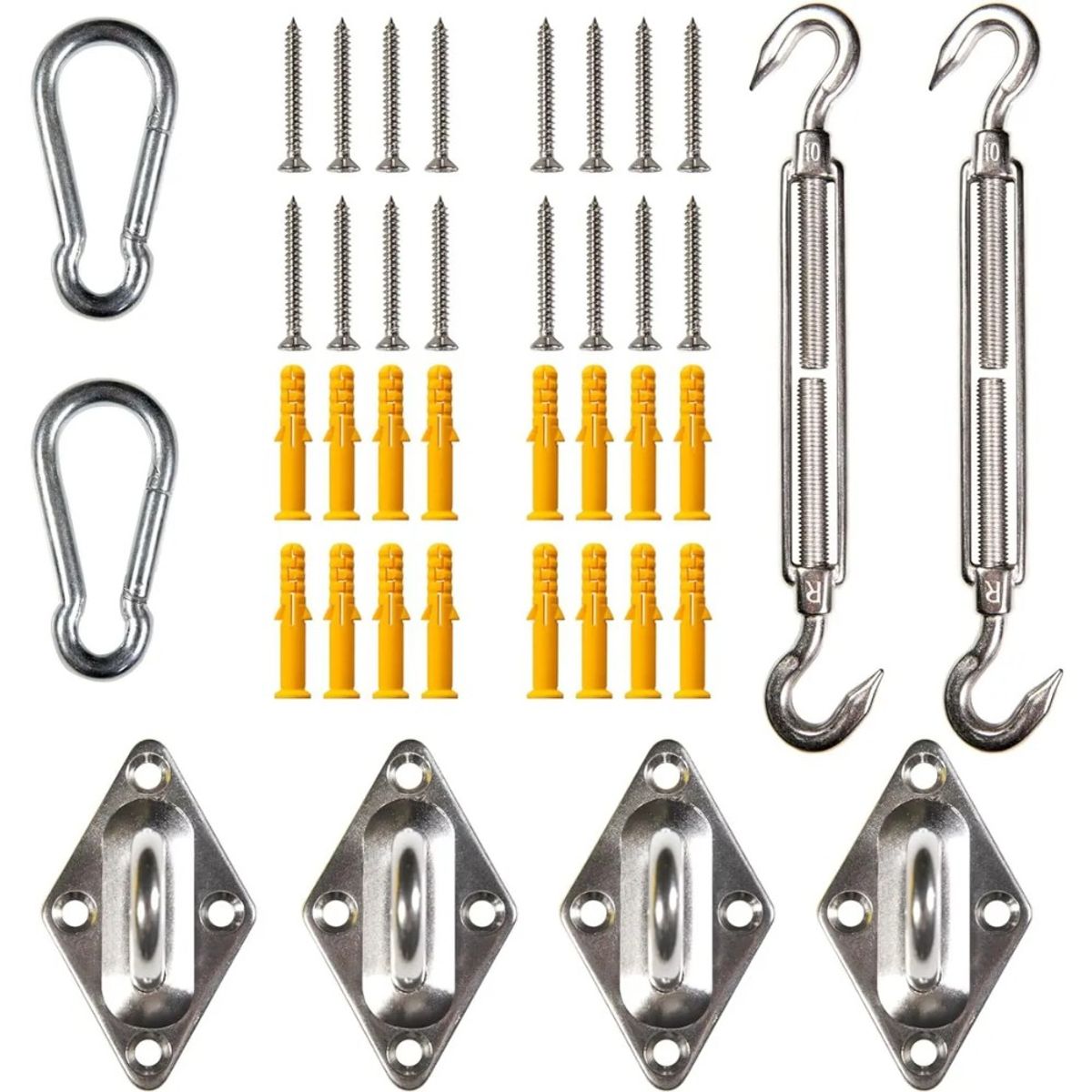 MUNDO MAGIA - Kit De Anclaje De Herrajes Para Toldos Color Plateado