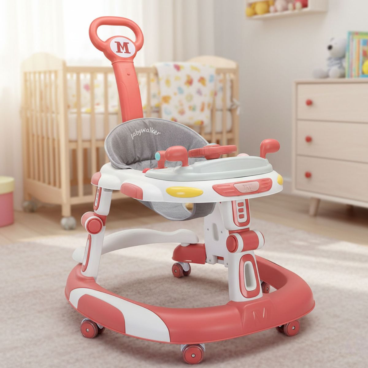 MON PETIT - Andador Caminadora Bebe Plegable Autito con Sonido Fucsia