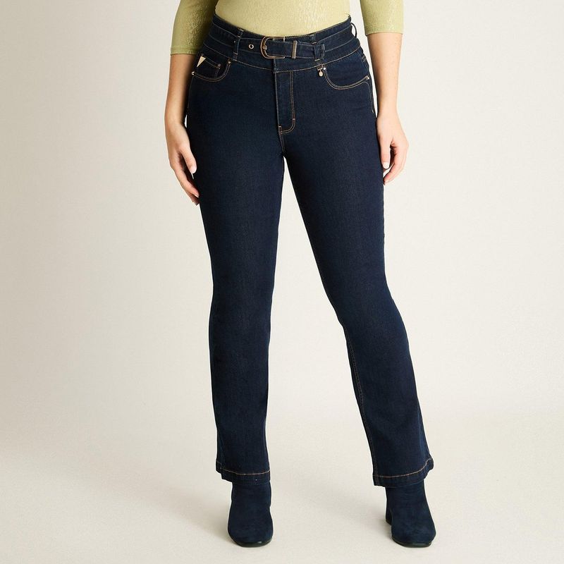 LORENZO DI PONTTI - Jeans Azul Flare con Cinturón