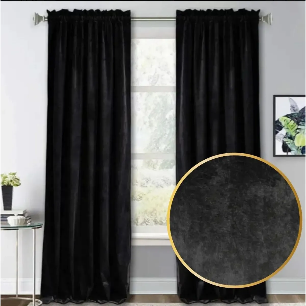 GENERICO - Cortina Negro Terciopelo Blackout 140x220 cm