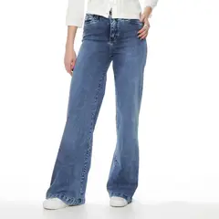 WADOS - JEANS WIDE LEG TIRO ALTO PRETINA BASICA 1 BOTON