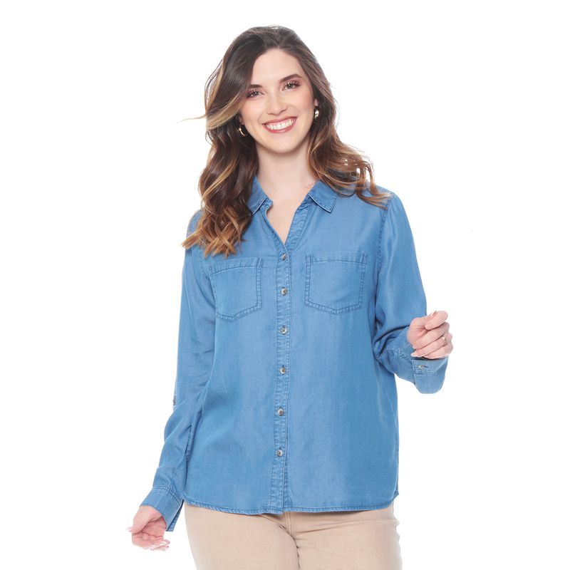 WADOS - BLUSA MANGA LARGA LYOCELL ABOTONADA EN DELANTERO