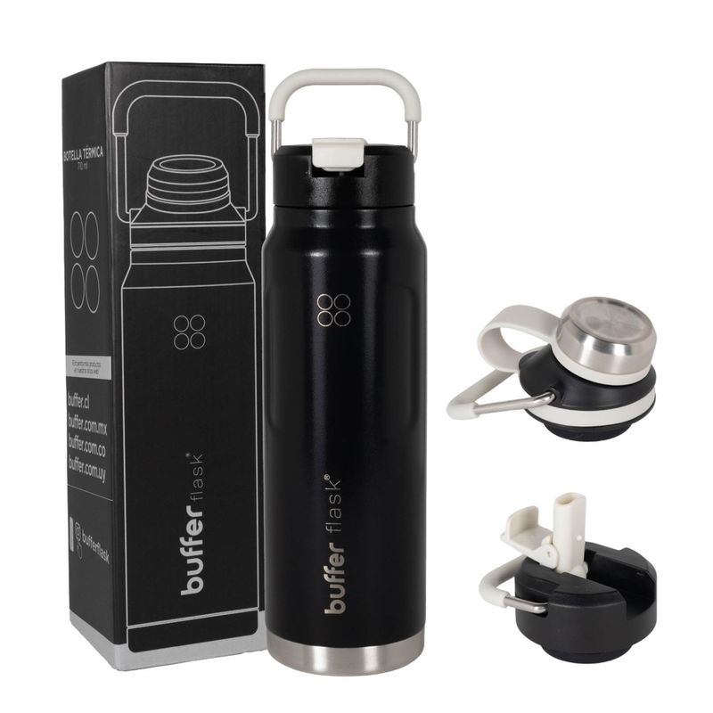 BUFFER FLASK - Termo Botella Agua Termica Buffer Acero Inoxidable 710ml - Negro
