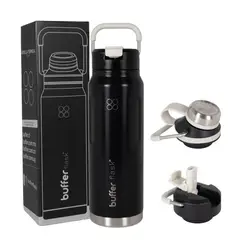 BUFFER FLASK - Termo Botella Agua Termica Buffer Acero Inox 710ml - Negro