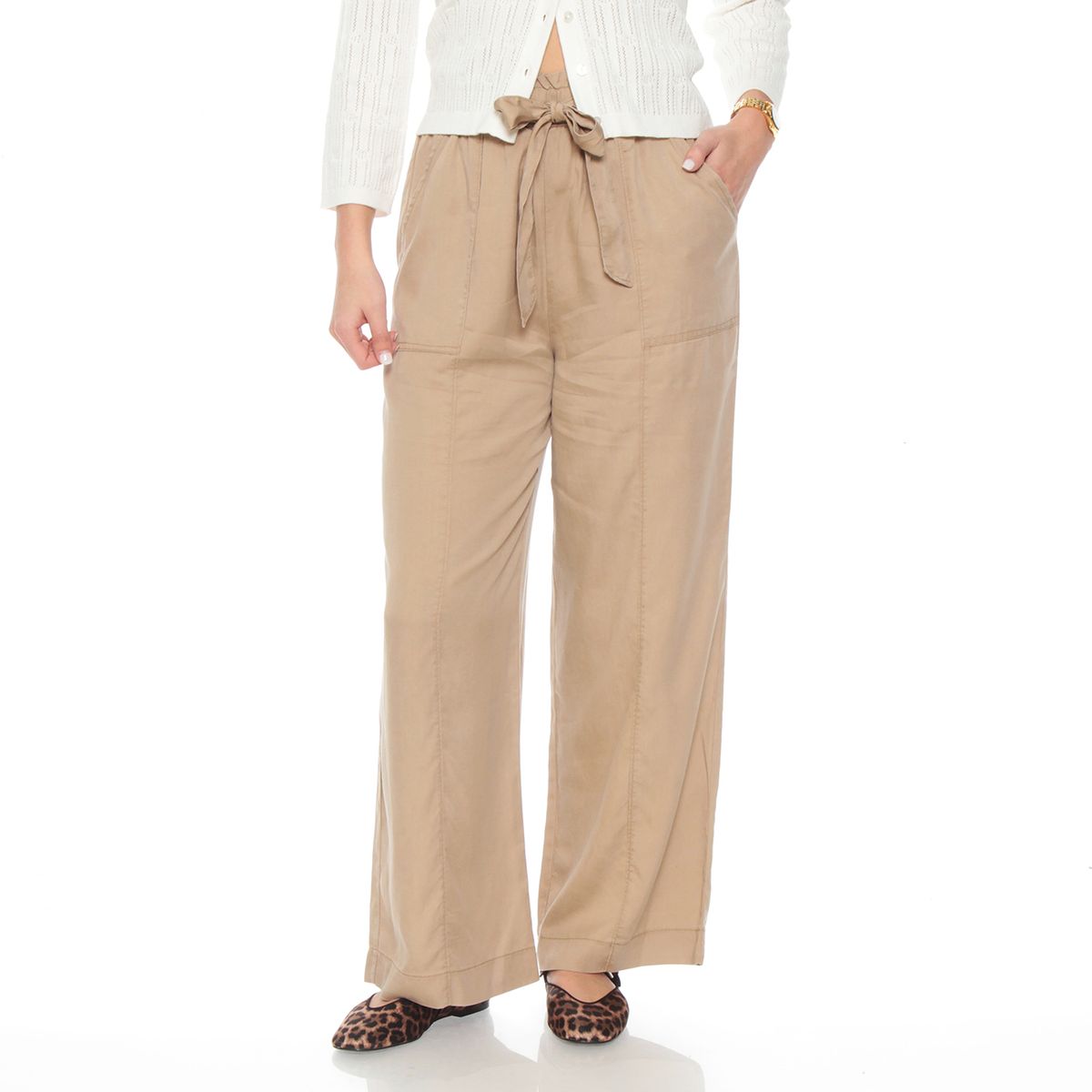 WADOS - PANTALON LYOCELL WIDE LEG TIRO ALTO PRETINA ELASTICADA CON LAZO