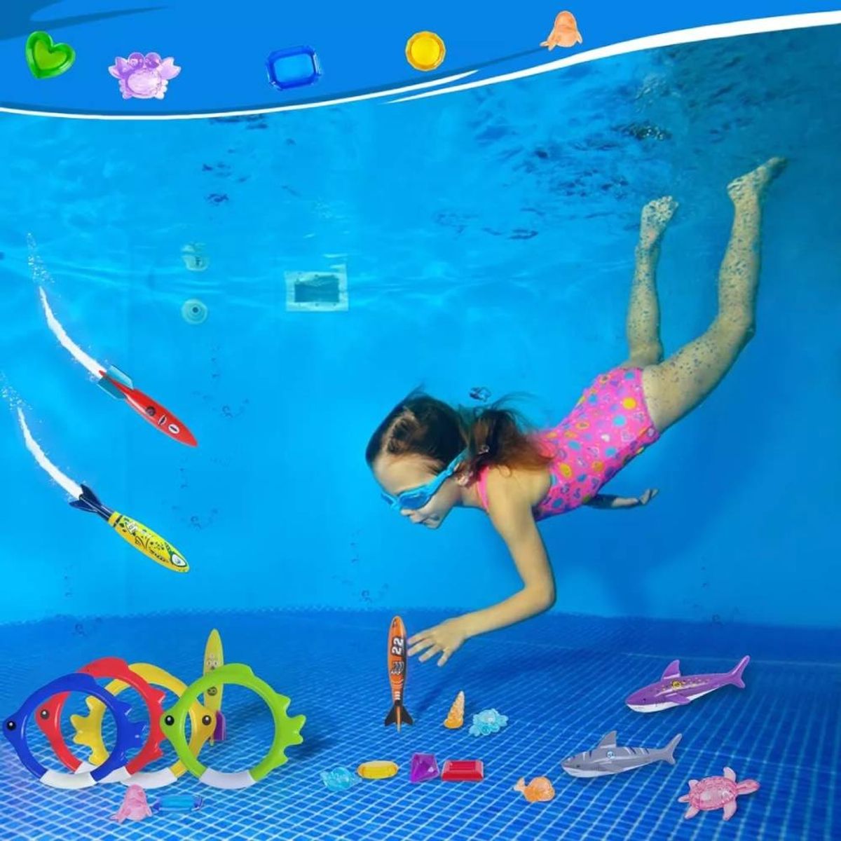 MUNDO MAGIA - Set Juegos De Buceo En Piscina O Playa Para Niños Colorido