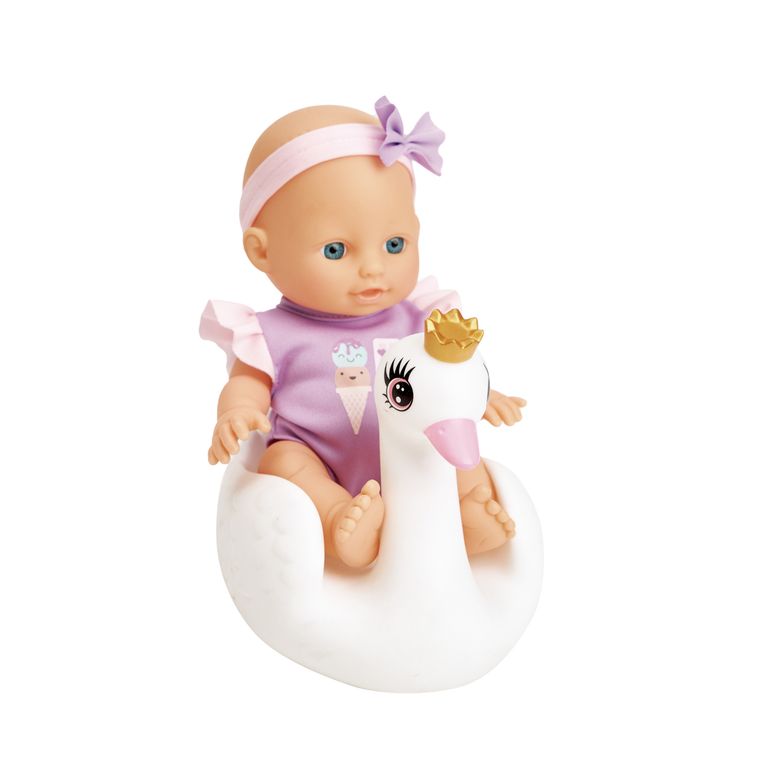 Juguete Muneca Bebe 23 cm con Cisne Inflable