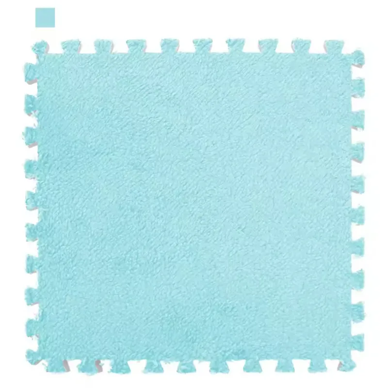 GENERICO - Set de 10 Alfombra De Goma Eva Peluda Para Niños 30x30 Celeste