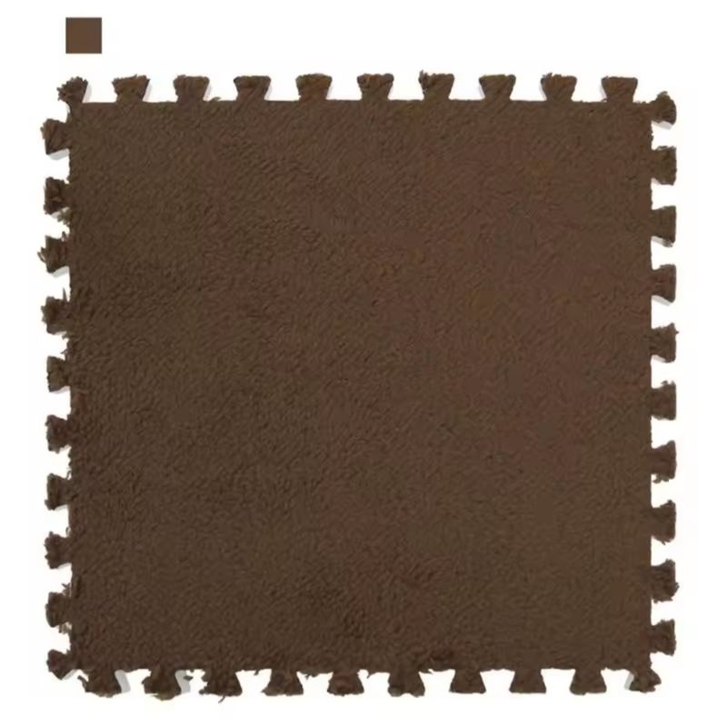 GENERICO - Set de 10 Alfombra De Goma Eva Peluda Para Niños 30x30 Marron