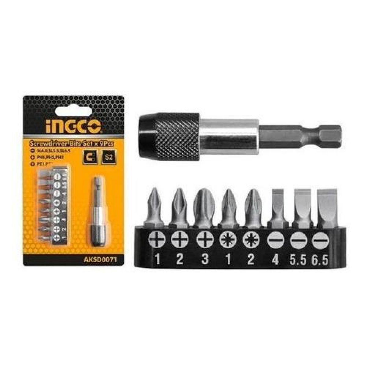 INGCO - Adaptador De Puntas 9pzs Imantado Con Puntas Ingco