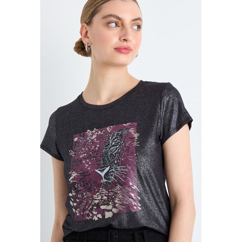 IO - Polera Manga Corta Mujer Negro IO
