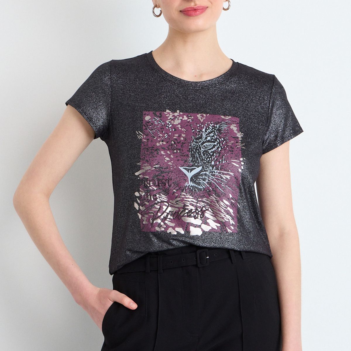 IO - Polera Manga Corta Mujer Negro IO