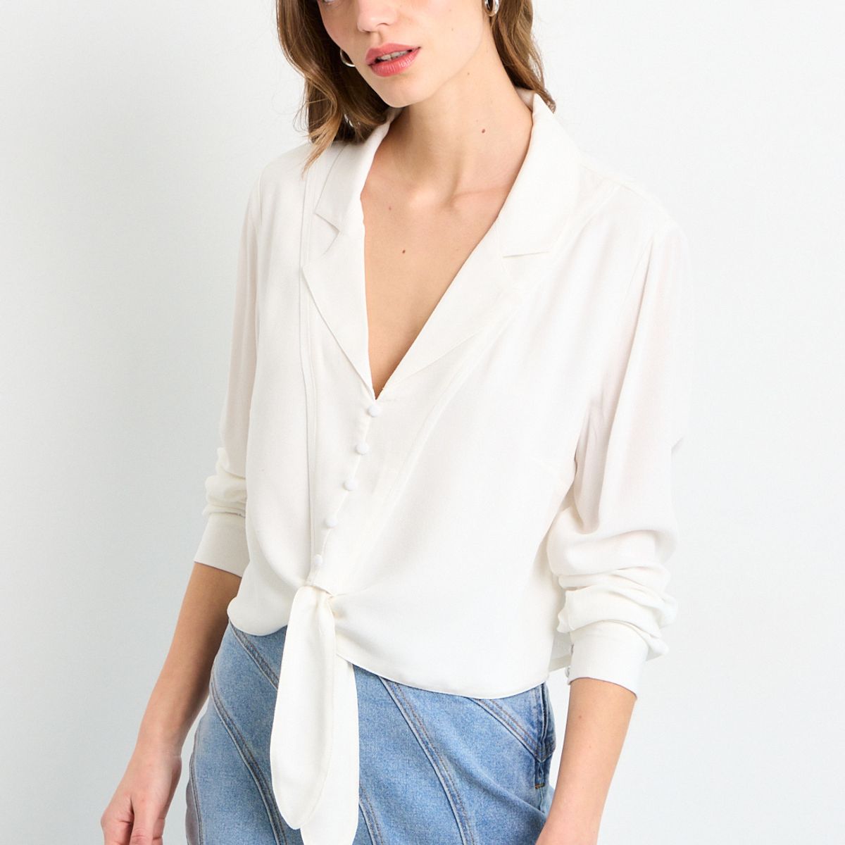 IO - Blusas Manga Larga Mujer Crudo IO