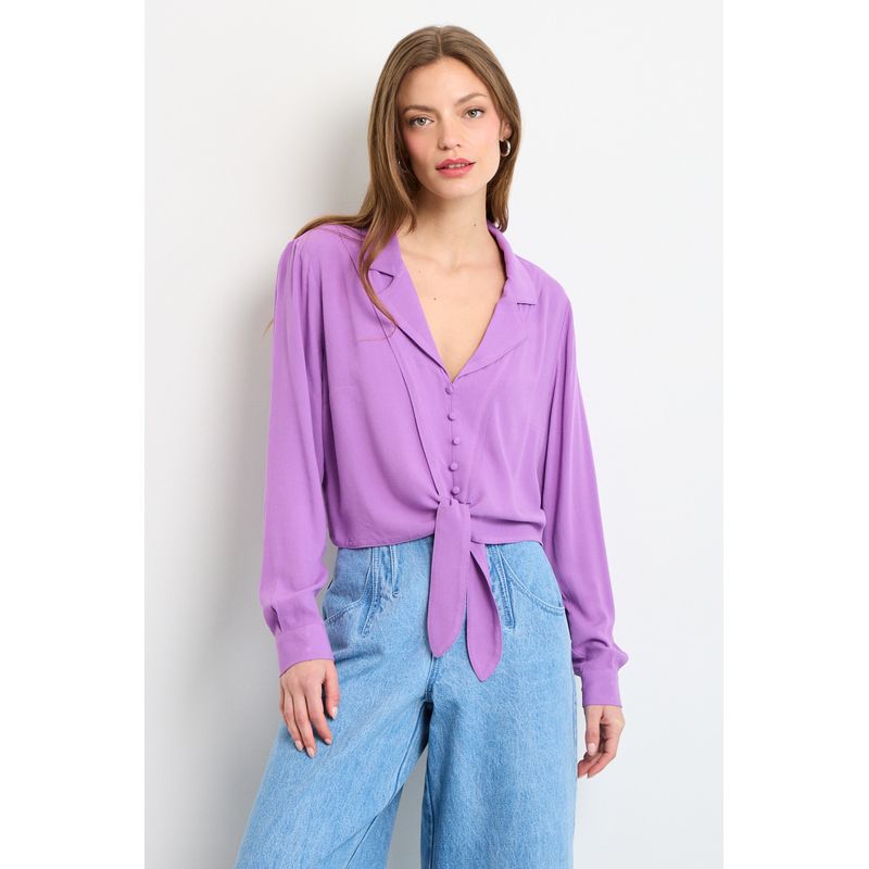 IO - Blusas Manga Larga Mujer Morado IO