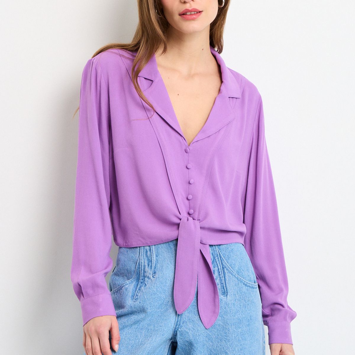 IO - Blusas Manga Larga Mujer Morado IO