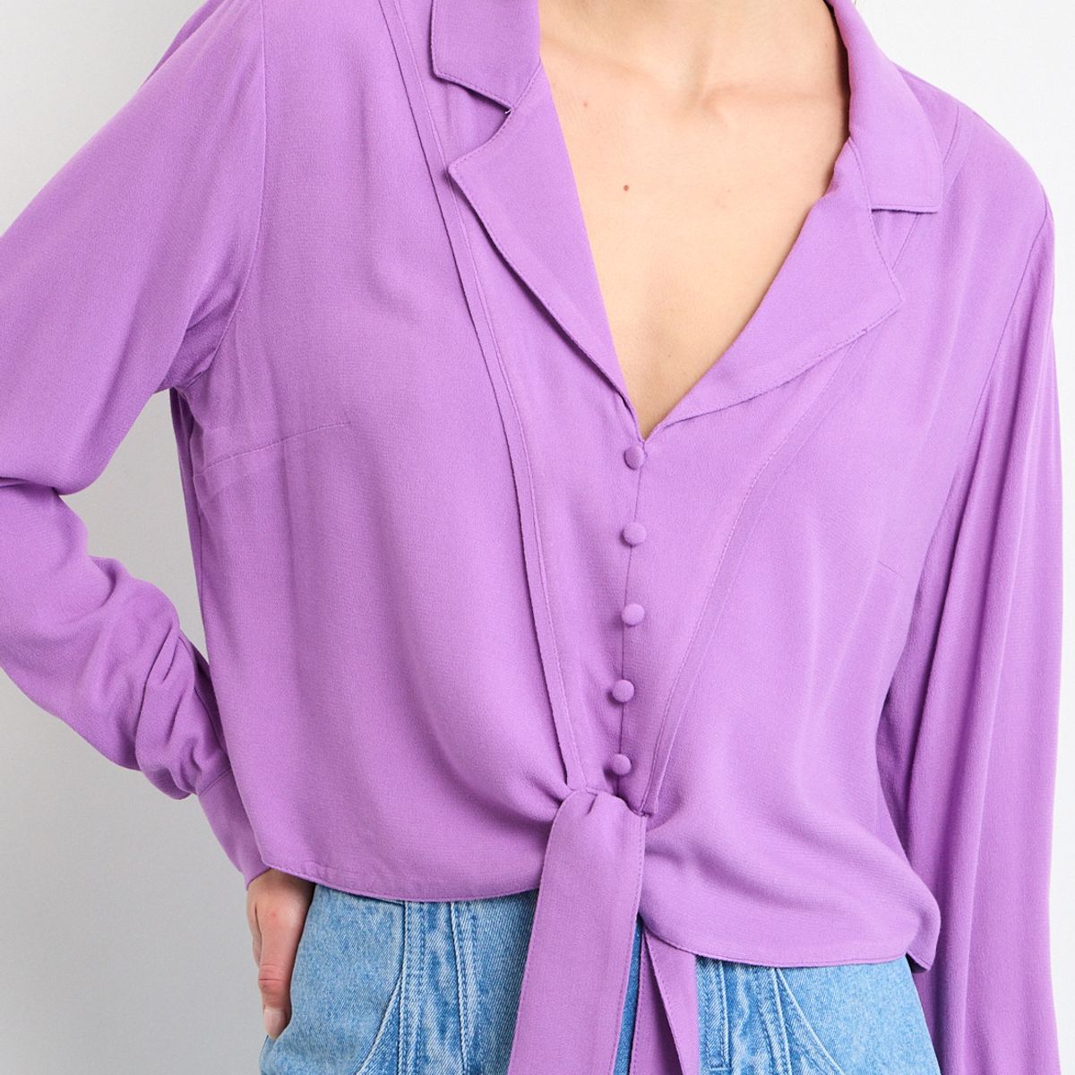 IO - Blusas Manga Larga Mujer Morado IO