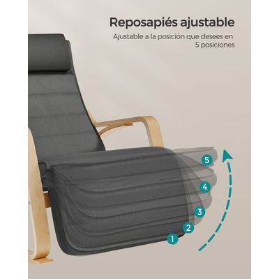 Imagen 2 del producto Silla Mecedora con Reposapiés 5 posiciones Grafito