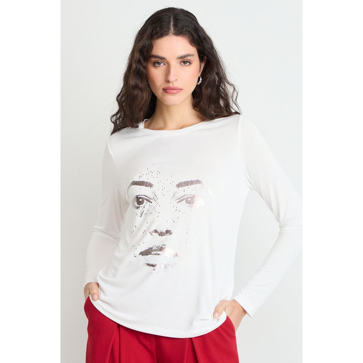ASH - Polera Manga Larga Mujer Crudo Ash