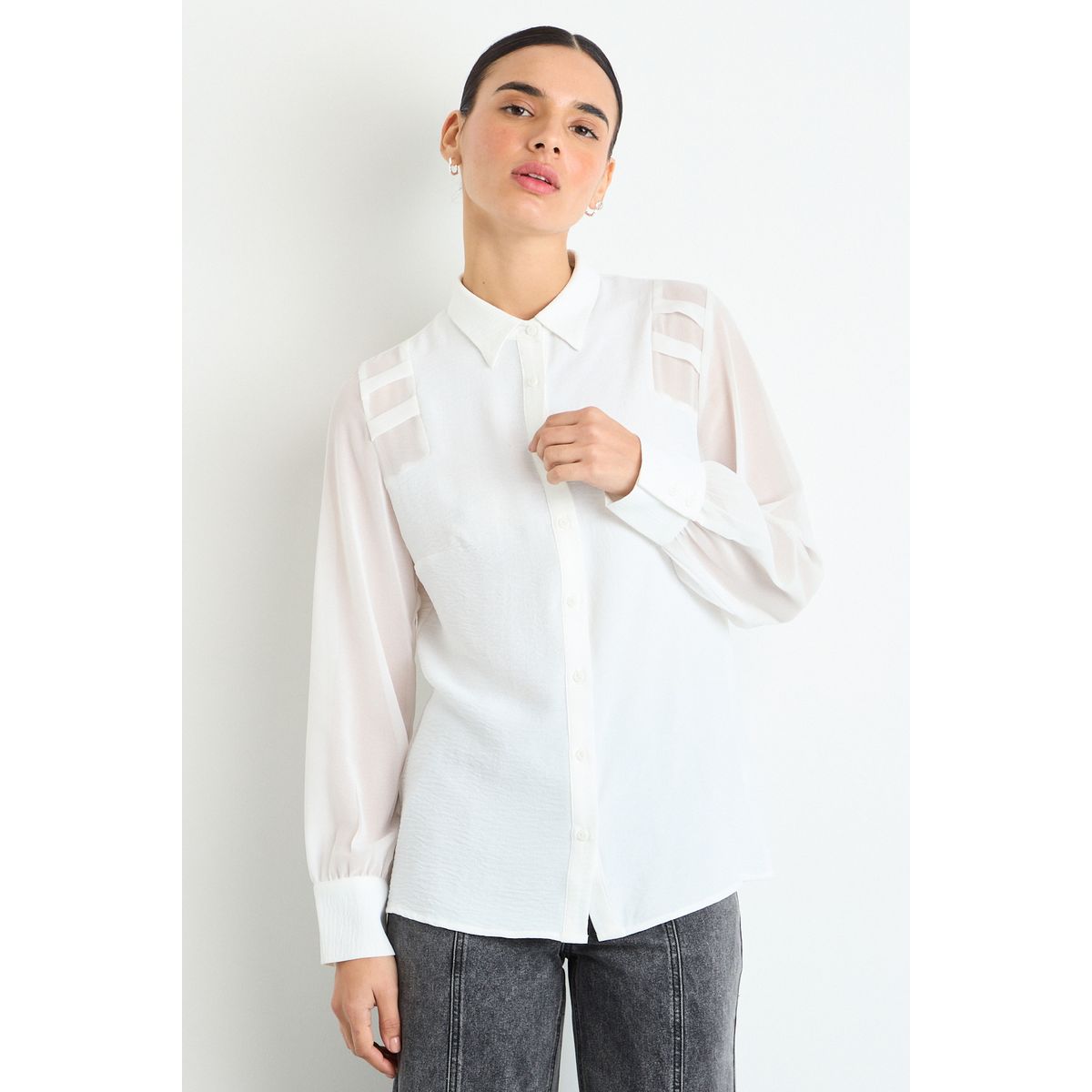 IO - Blusas Manga Larga Mujer Crudo IO